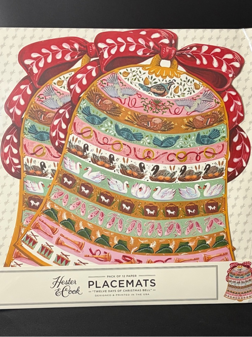 Hester and Cook 'Twelve Days of Christmas Bells' Holiday Paper Placemats/12